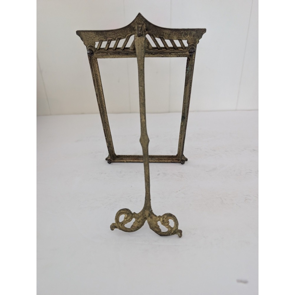 Antique c.1900 Cast Brass Architectural 4x6 Frame #731 Original Easel No Glass - Picture 3 of 16